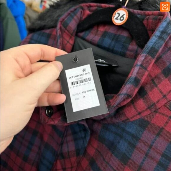 Size 18 - CITY CHIC - CCX Plaid Bomber Jacket Navy Red NEW - Picture 2 of 2